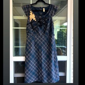 Anthropologie | Floreat Blue Plaid Tweed Dress